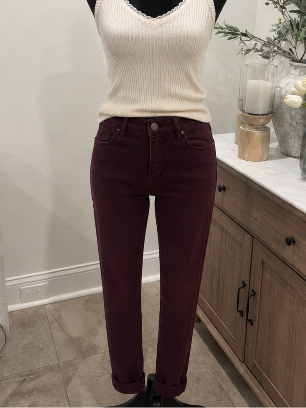 LOFT Maroon High-Rise Super-Soft Skinny Jean Leggings